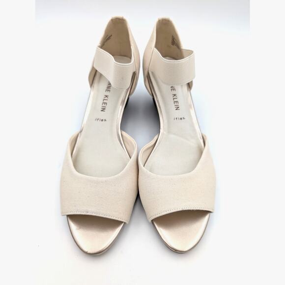 Anne Klein Tatiana Wedge Heel Sandal Women's Natural Fabric Size US9.5M EU40 - Picture 9 of 10